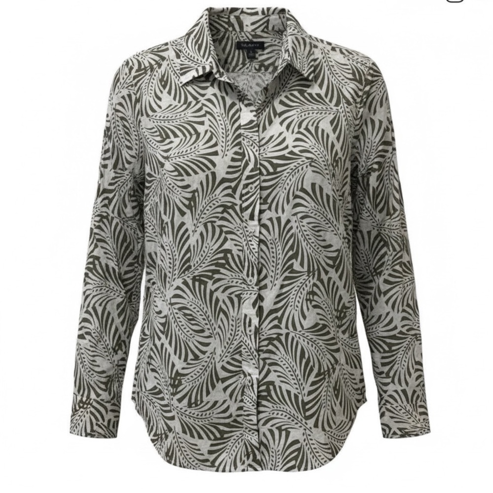 Talbots Fan Leaves cotton button down, large